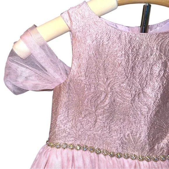 Bonnie Jean Girls 2T Pink Glitter Tulle Dress Formal Party Wedding NWT - Picture 4 of 9